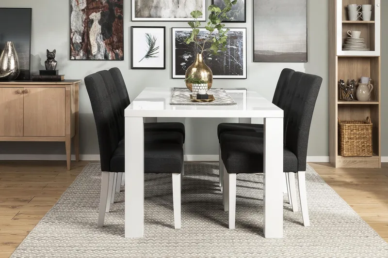 Cibus Spisegruppe med 6 Viktor Stoler - Hvit/Mørkegrå - Møbler - Bord - Spisegruppe