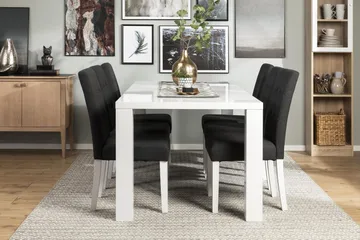 Cibus Spisegruppe med 6 Viktor Stoler - Hvit/Mørkegrå - Møbler - Bord - Spisegruppe