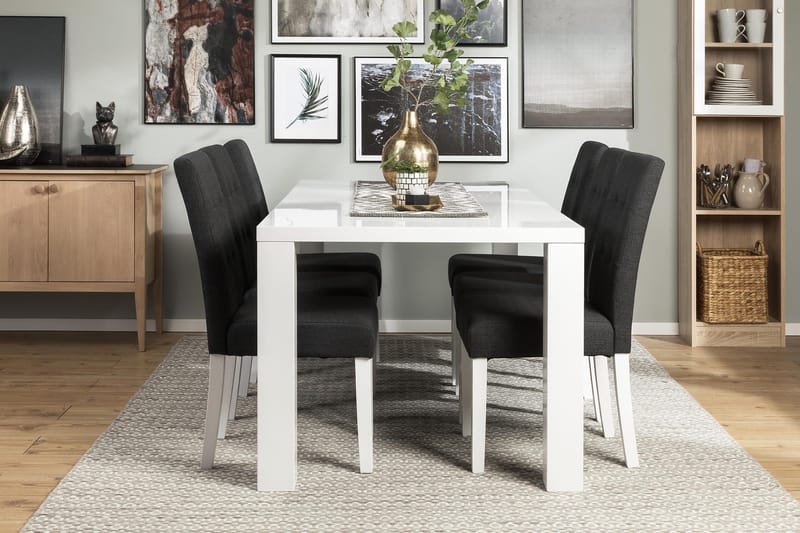 Cibus Spisegruppe med 6 Viktor Stoler - Hvit/Mørkegrå - Møbler - Bord - Spisegruppe