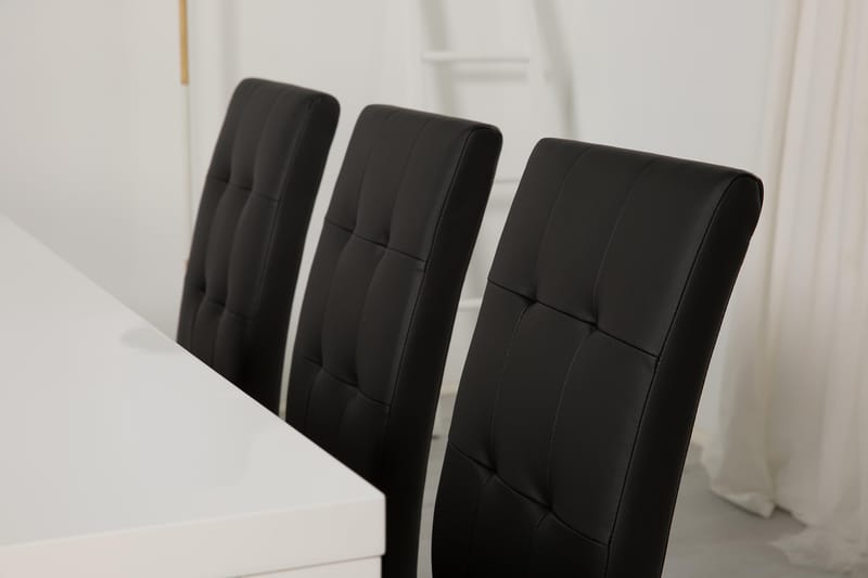 Cibus Spisegruppe med 6 Viktor Stoler - Hvit/Svart PU - Møbler - Bord - Spisegruppe