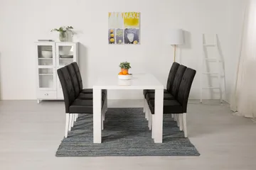 Cibus Spisegruppe med 6 Viktor Stoler - Hvit/Svart PU - Møbler - Bord - Spisegruppe