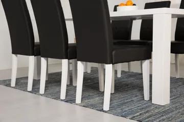 Cibus Spisegruppe med 6 Viktor Stoler - Hvit/Svart PU - Møbler - Bord - Spisegruppe