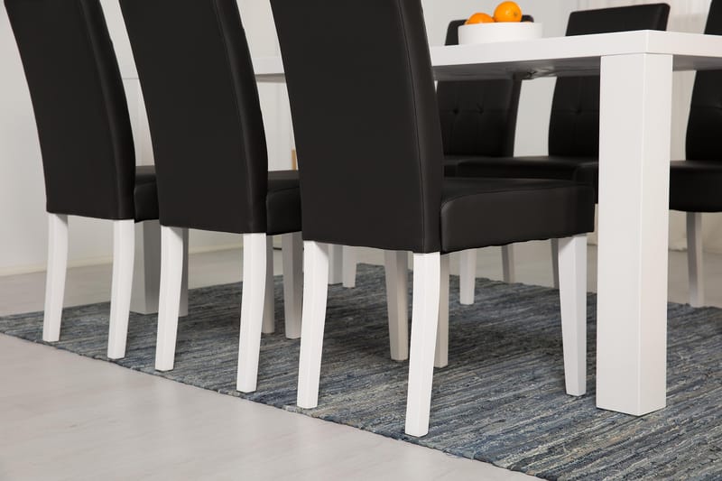 Cibus Spisegruppe med 6 Viktor Stoler - Hvit/Svart PU - Møbler - Bord - Spisegruppe