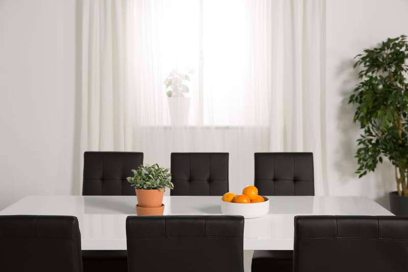 Cibus Spisegruppe med 6 Viktor Stoler - Hvit/Svart PU - Møbler - Bord - Spisegruppe