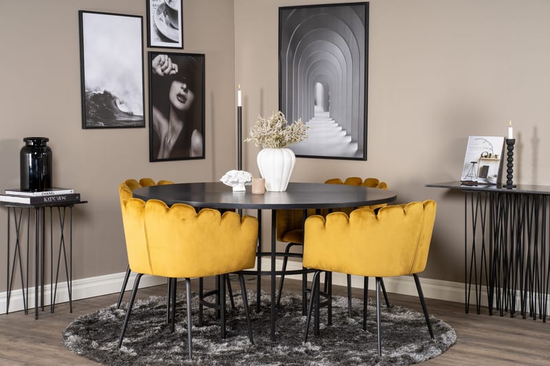 Copenhagen Spisegruppe med 4 Limhamn Spisestoler Gul - Furniture Fashion - Møbler - Bord - Spisegruppe