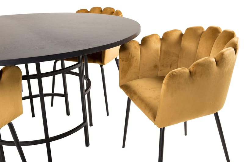 Copenhagen Spisegruppe med 4 Limhamn Spisestoler Gul - Furniture Fashion - Møbler - Bord - Spisegruppe