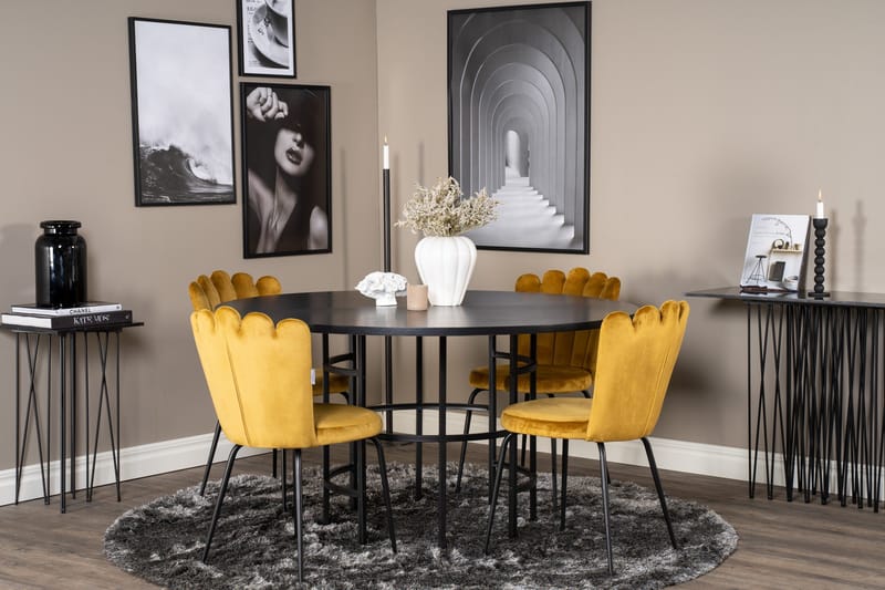 Copenhagen Spisegruppe med 4 Limhamn Spisestoler Gul - Furniture Fashion - Møbler - Bord - Spisegruppe