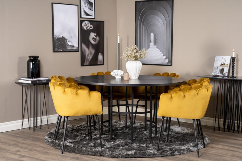 Copenhagen Spisegruppe med 6 Limhamn Spisestoler Gul - Furniture Fashion - Møbler - Bord - Spisegruppe