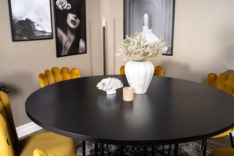 Copenhagen Spisegruppe med 6 Limhamn Spisestoler Gul - Furniture Fashion - Møbler - Bord - Spisegruppe