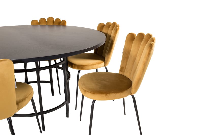 Copenhagen Spisegruppe med 6 Limhamn Spisestoler Gul - Furniture Fashion - Møbler - Bord - Spisegruppe