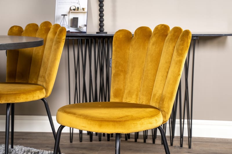 Copenhagen Spisegruppe med 6 Limhamn Spisestoler Gul - Furniture Fashion - Møbler - Bord - Spisegruppe