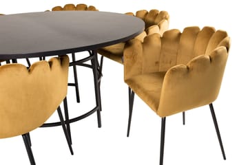 Copenhagen Spisegruppe med 6 Limhamn Spisestoler Gul - Furniture Fashion - Møbler - Bord - Spisegruppe