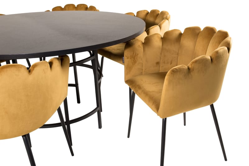 Copenhagen Spisegruppe med 6 Limhamn Spisestoler Gul - Furniture Fashion - Møbler - Bord - Spisegruppe