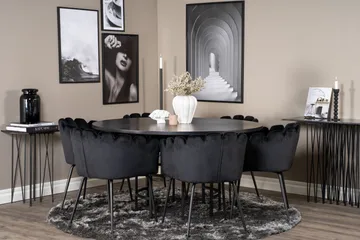 Copenhagen Spisegruppe med 6 Limhamn Spisestoler Svart - Furniture Fashion - Møbler - Bord - Spisegruppe