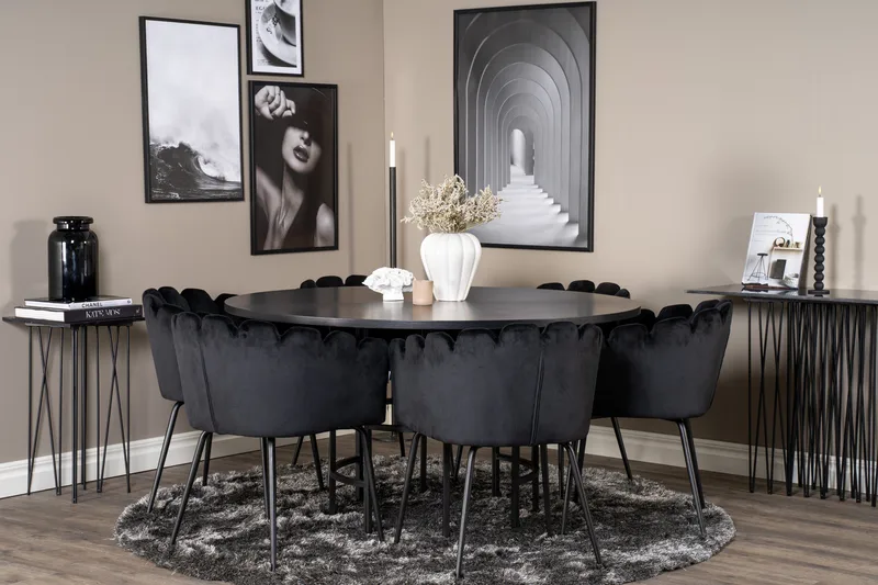 Copenhagen Spisegruppe med 6 Limhamn Spisestoler Svart - Furniture Fashion - Møbler - Bord - Spisegruppe