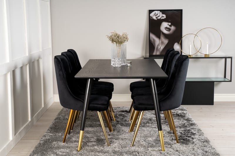 Daicy Spisebord 180 cm med 6 Valerie Lyx Fløyelsstoler - Møbler - Bord - Spisegruppe