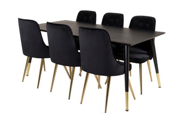 Daicy Spisebord 180 cm med 6 Valerie Lyx Fløyelsstoler - Møbler - Bord - Spisegruppe