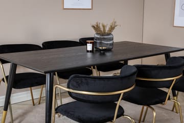Daicy Spisegruppe 180 cm inkl. 6 Arcarazo Lenestoler - Svart/Messing - Møbler - Bord - Spisegruppe
