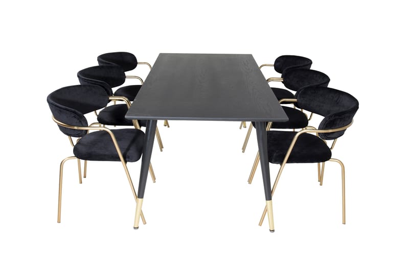 Daicy Spisegruppe 180 cm inkl. 6 Arcarazo Lenestoler - Svart/Messing - Møbler - Bord - Spisegruppe
