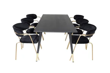 Daicy Spisegruppe 180 cm inkl. 6 Arcarazo Lenestoler - Svart/Messing - Møbler - Bord - Spisegruppe