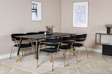 Daicy Spisegruppe 180 cm inkl. 6 Arcarazo Lenestoler - Svart/Messing - Møbler - Bord - Spisegruppe