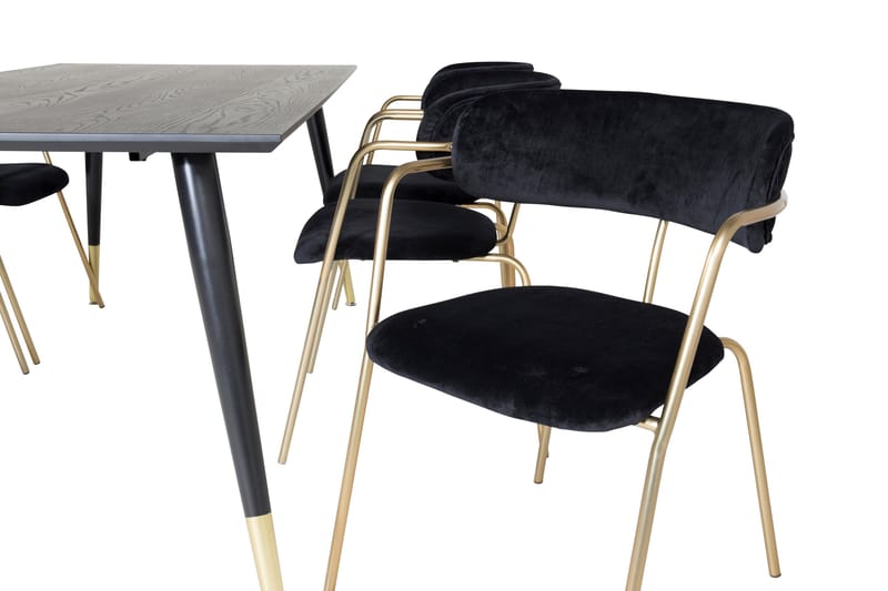 Daicy Spisegruppe 180 cm inkl. 6 Arcarazo Lenestoler - Svart/Messing - Møbler - Bord - Spisegruppe