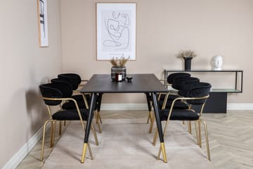 Daicy Spisegruppe 180 cm inkl. 6 Arcarazo Lenestoler - Svart/Messing - Møbler - Bord - Spisegruppe