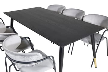 Daicy Spisegruppe 180 cm inkl. 6 Arcarazo Lenestoler - Svart/Messing/Grå - Møbler - Bord - Spisegruppe