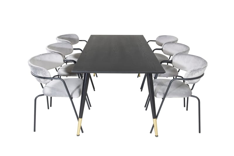 Daicy Spisegruppe 180 cm inkl. 6 Arcarazo Lenestoler - Svart/Messing/Grå - Møbler - Bord - Spisegruppe