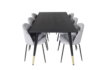 Daicy Spisegruppe 180 cm inkl. 6 Foyos Stoler - Svart/Messing/Grå - Møbler - Bord - Spisegruppe