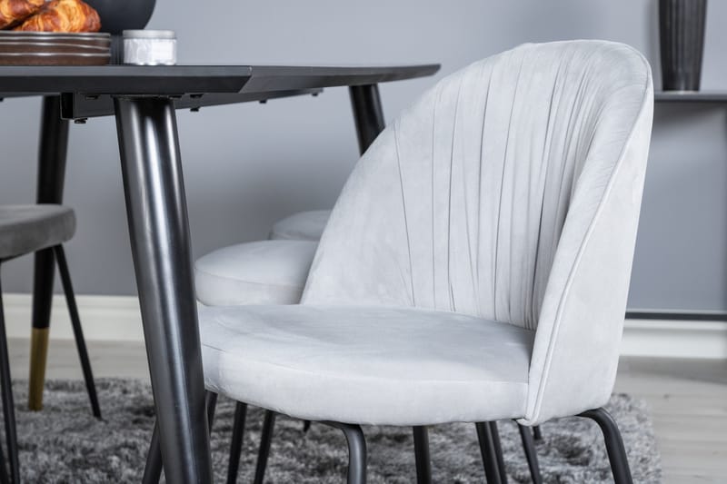 Daicy Spisegruppe 180 cm inkl. 6 Foyos Stoler - Svart/Messing/Grå - Møbler - Bord - Spisegruppe