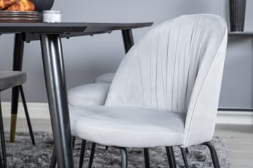 Daicy Spisegruppe 180 cm inkl. 6 Foyos Stoler - Svart/Messing/Grå - Møbler - Bord - Spisegruppe