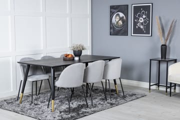 Daicy Spisegruppe 180 cm inkl. 6 Foyos Stoler - Svart/Messing/Grå - Møbler - Bord - Spisegruppe