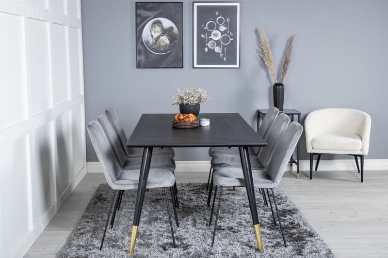 Daicy Spisegruppe 180 cm inkl. 6 Jadraque Stoler - Svart/Messing/Grå - Møbler - Bord - Spisegruppe