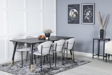 Daicy Spisegruppe 180 cm inkl. 6 Moncoll Stoler - Svart/Messing/Beige - Møbler - Bord - Spisegruppe