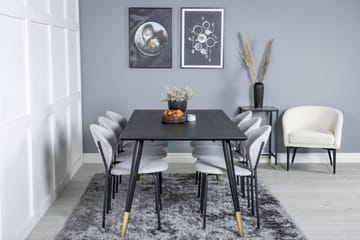 Daicy Spisegruppe 180 cm inkl. 6 Moncoll Stoler - Svart/Messing/Beige - Møbler - Bord - Spisegruppe