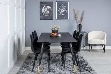 Daicy Spisegruppe 180 cm inkl. 6 Ypas Stoler - Svart/Messing - Møbler - Bord - Spisegruppe