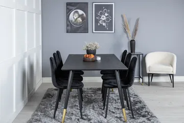 Daicy Spisegruppe 180 cm inkl. 6 Ypas Stoler - Svart/Messing - Møbler - Bord - Spisegruppe