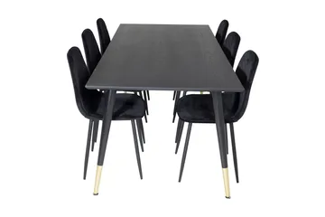 Daicy Spisegruppe 180 cm inkl. 6 Ypas Stoler - Svart/Messing - Møbler - Bord - Spisegruppe
