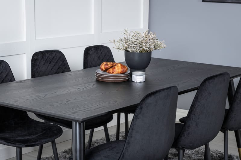 Daicy Spisegruppe 180 cm inkl. 6 Ypas Stoler - Svart/Messing - Møbler - Bord - Spisegruppe