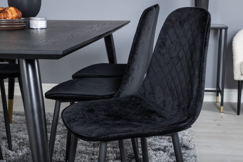 Daicy Spisegruppe 180 cm inkl. 6 Ypas Stoler - Svart/Messing - Møbler - Bord - Spisegruppe