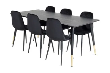 Daicy Spisegruppe 180 cm inkl. 6 Ypas Stoler - Svart/Messing - Møbler - Bord - Spisegruppe