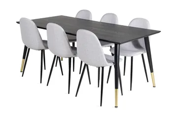 Daicy Spisegruppe 180 cm inkl. 6 Ypas Stoler - Svart/Messing/Grå - Møbler - Bord - Spisegruppe