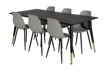 Daicy Spisegruppe 180 cm inkl. 6 Ypas Stoler - Svart/Messing/Grå - Møbler - Bord - Spisegruppe