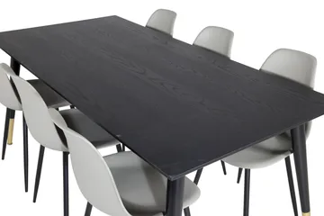 Daicy Spisegruppe 180 cm inkl. 6 Ypas Stoler - Svart/Messing/Grå - Møbler - Bord - Spisegruppe