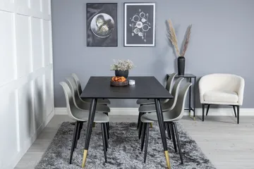 Daicy Spisegruppe 180 cm inkl. 6 Ypas Stoler - Svart/Messing/Grå - Møbler - Bord - Spisegruppe
