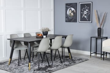 Daicy Spisegruppe 180 cm inkl. 6 Ypas Stoler - Svart/Messing/Grå - Møbler - Bord - Spisegruppe