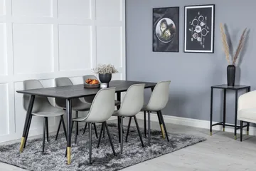 Daicy Spisegruppe 180 cm inkl. 6 Ypas Stoler - Svart/Messing/Grå - Møbler - Bord - Spisegruppe