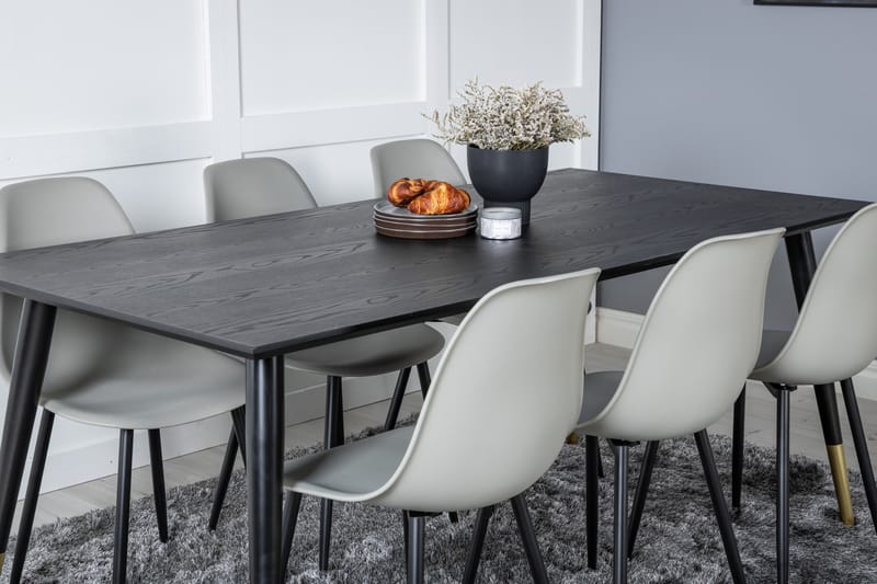 Daicy Spisegruppe 180 cm inkl. 6 Ypas Stoler - Svart/Messing/Grå - Møbler - Bord - Spisegruppe