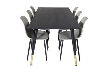 Daicy Spisegruppe 180 cm inkl. 6 Ypas Stoler - Svart/Messing/Grå - Møbler - Bord - Spisegruppe